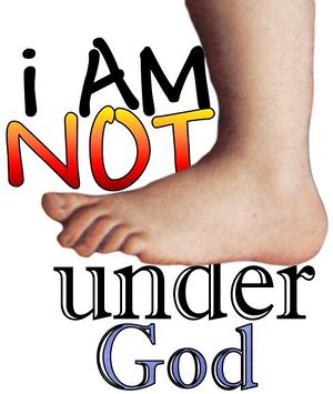 "I Am Not Under God" mug available from Zazzle